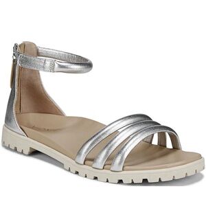 Vionic Laurel Silver Ankle Strap Leather Sandals  comfort NEW